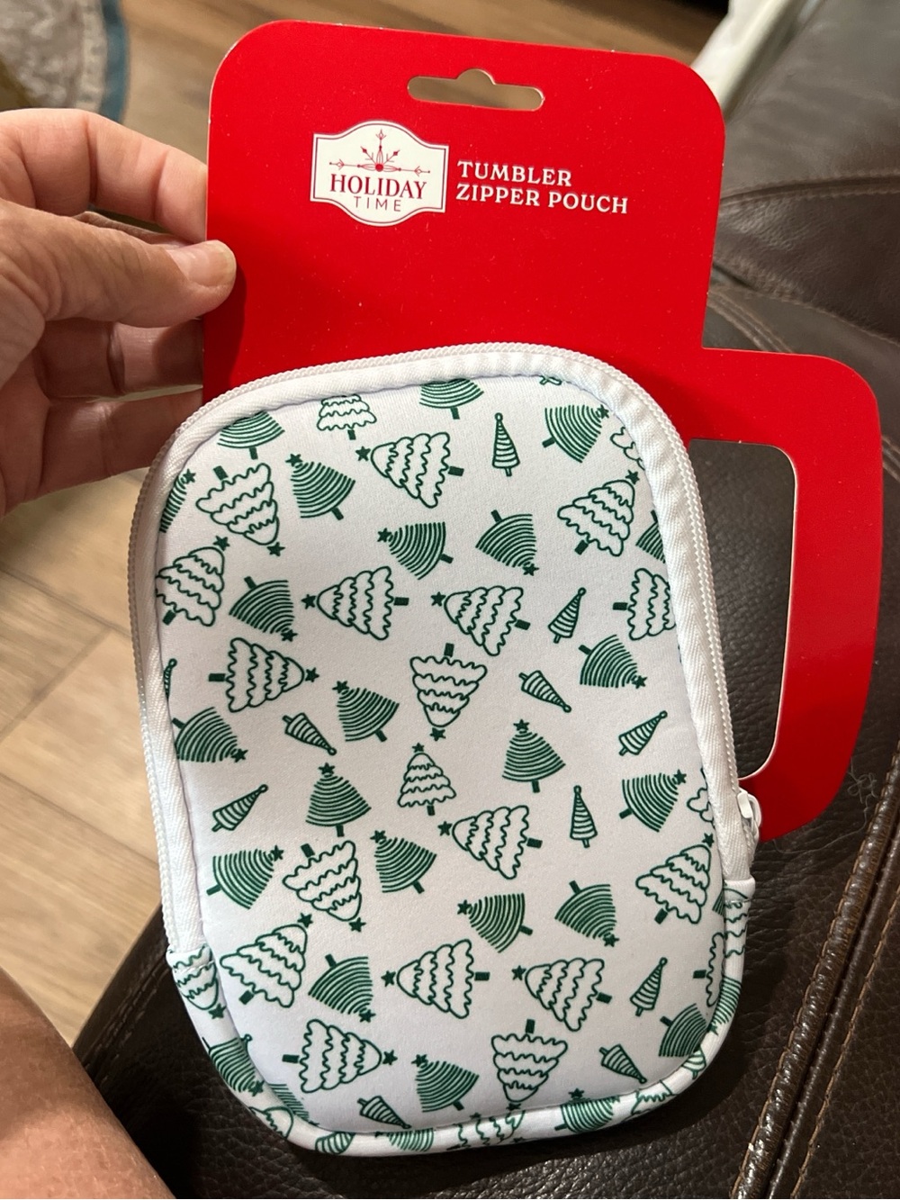Holiday Time Red and Green Tumbler Zipper Pouch